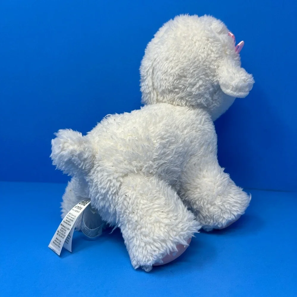 Carters Plush Lamb Small White Pink Bow Polka Dot Feet‎ Heart Patch Nursery Toy